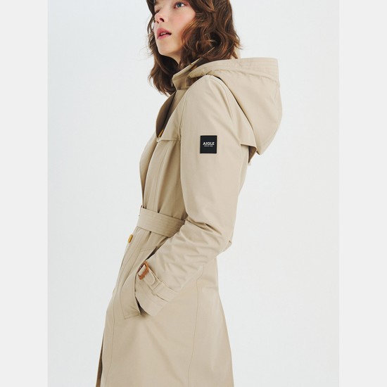 Aigle Gore-tex Trench Coats Women Beige ZA-52894